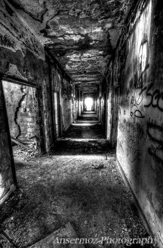 Black and white corridor art photography