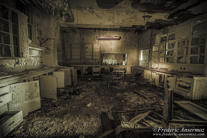 Dilapidated kitchen in old asylum, Ste Clotilde, Quebec Dilapidated kitchen in old asylum, Ste Clotilde, Quebec