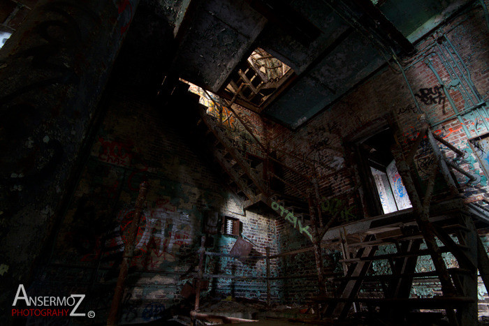 Urban exploration in the Canadian Malting Plant, abandoned factory in Montreal