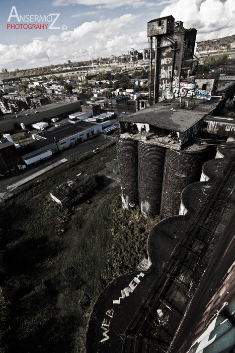 Urban exploration in the Canadian Malting Plant, abandoned factory in Montreal