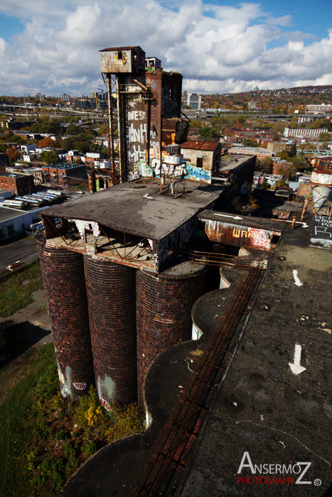 Urban exploration in the Canadian Malting Plant, abandoned factory in Montreal