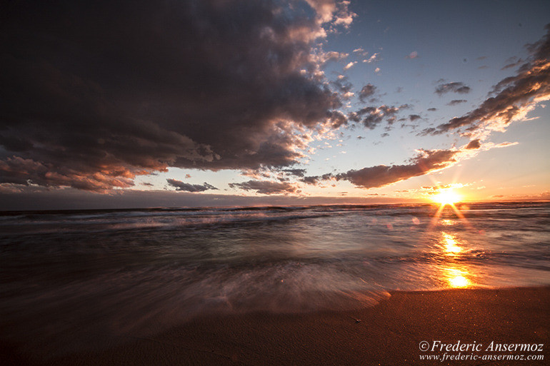 Coucher de soleil sur la mer, Plage de l'Espiguette