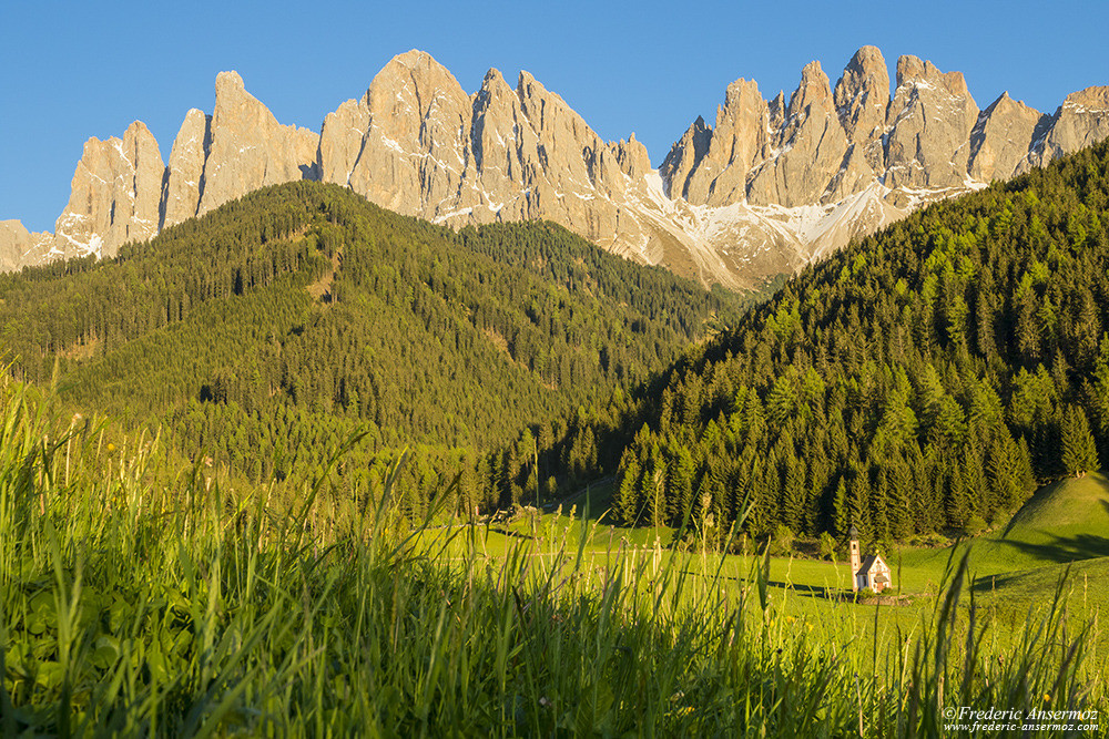 Santa Maddalena Church in the Dolomites, Val Di Funes, Italy