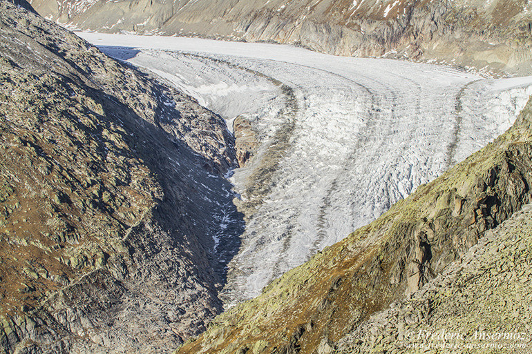 Ice stream (glacier tongue) of the Fiescher glacier, Valais, Switzerland