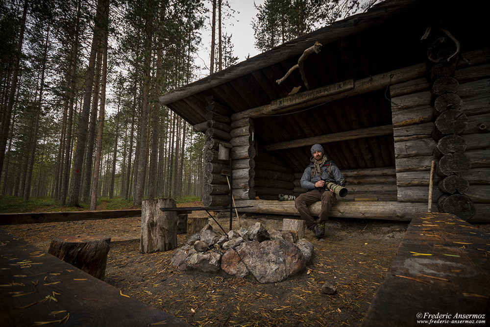 Lipposensalmi lean-to shelter, Hossa Park, self portrait :)