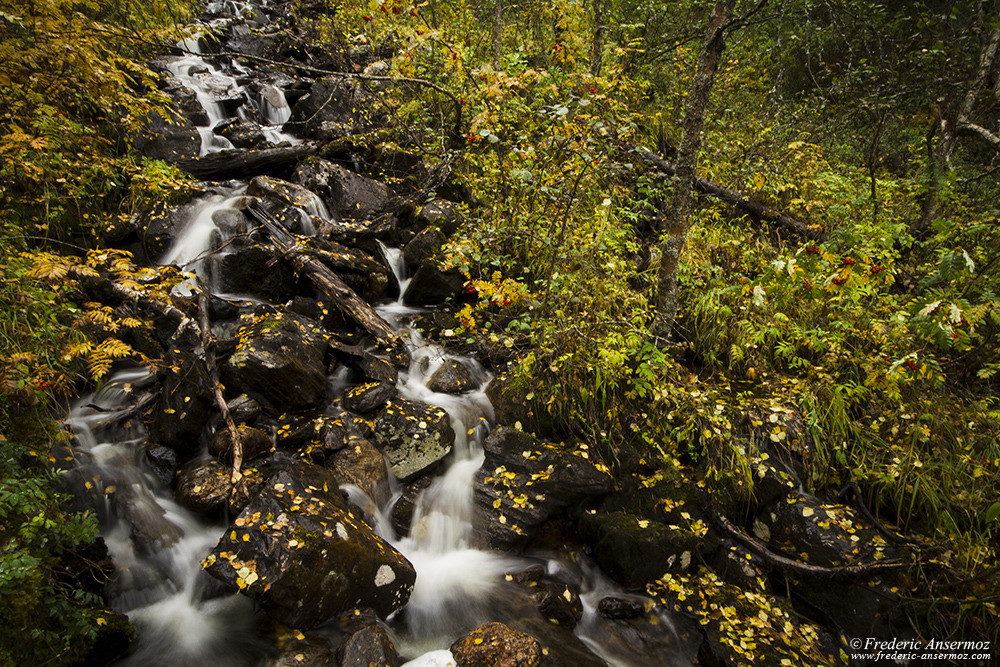 Ruisseau et cascades, longue exposition