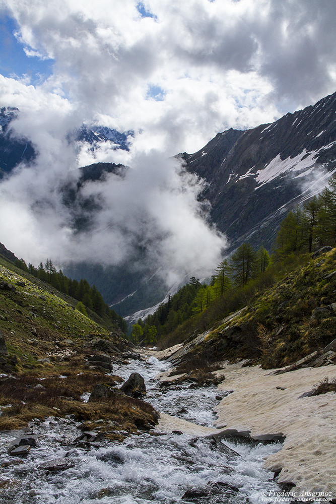 Torrent created by melting snow, Italian Alps