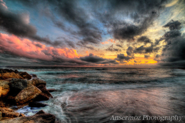 sea landscape hdr image with waves in Mediterranean sea