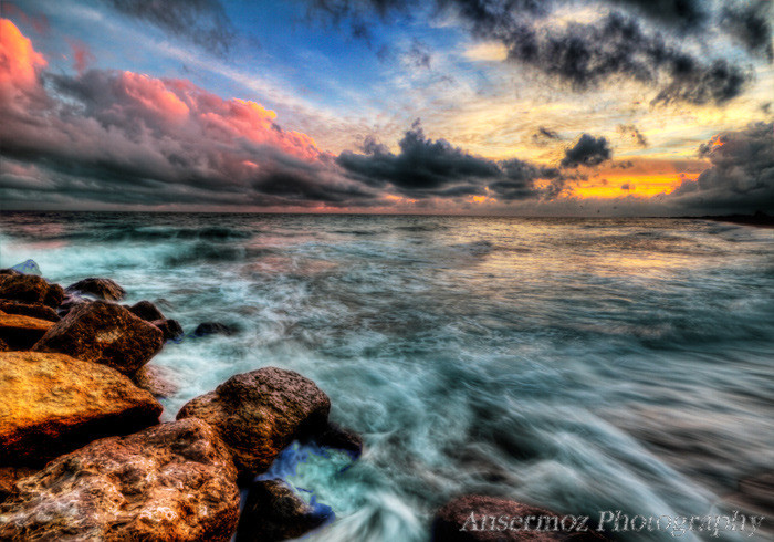 Hdr seascape long exposure at sunset