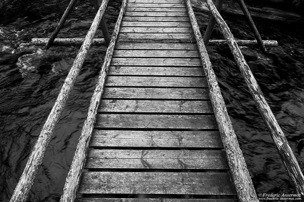 Wooden bridge in Hossa National Park, Finland