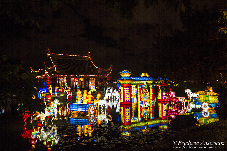 Lanterns with different shapes are placed everywhere in the gardens and temples