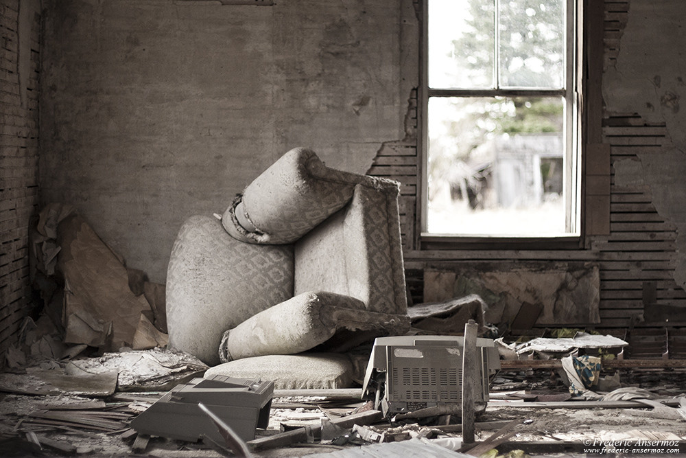 Old house interior, abandoned place in Quebec