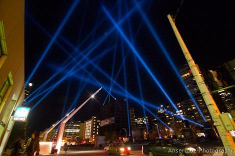 Light show in Place des Arts in Montreal