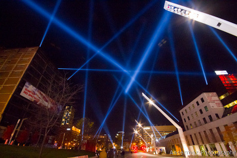 Light show in Place des Arts in Montreal