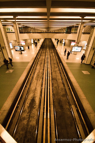 Subway station in Montreal with rails