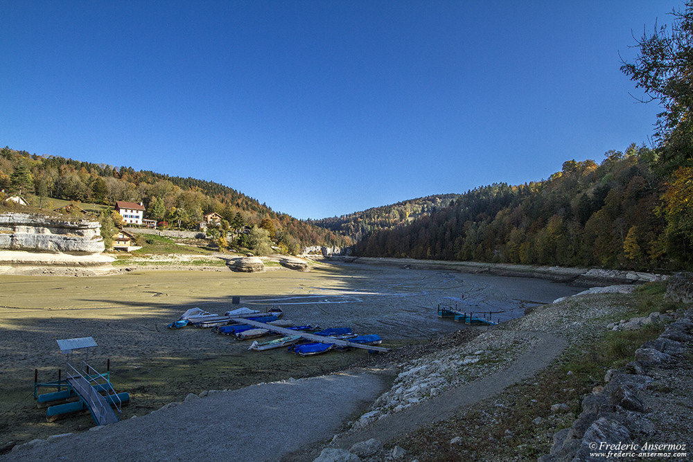 Lac des Brenets / Lac de Chaillexon à sec, sécheresse du Doubs 2018