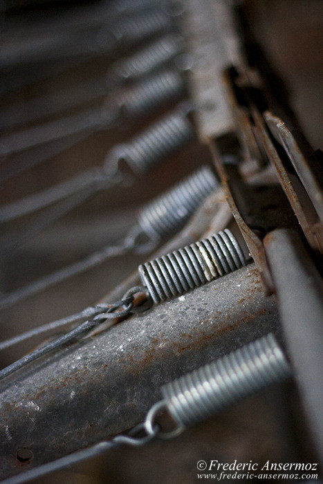 Matress springs on rusty bed, Ste Clotilde de Horton Asylum