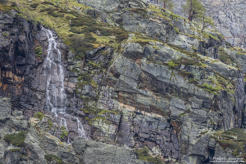 Many waterfalls due to the melting snow in the mountains, Gran Paradisio Park