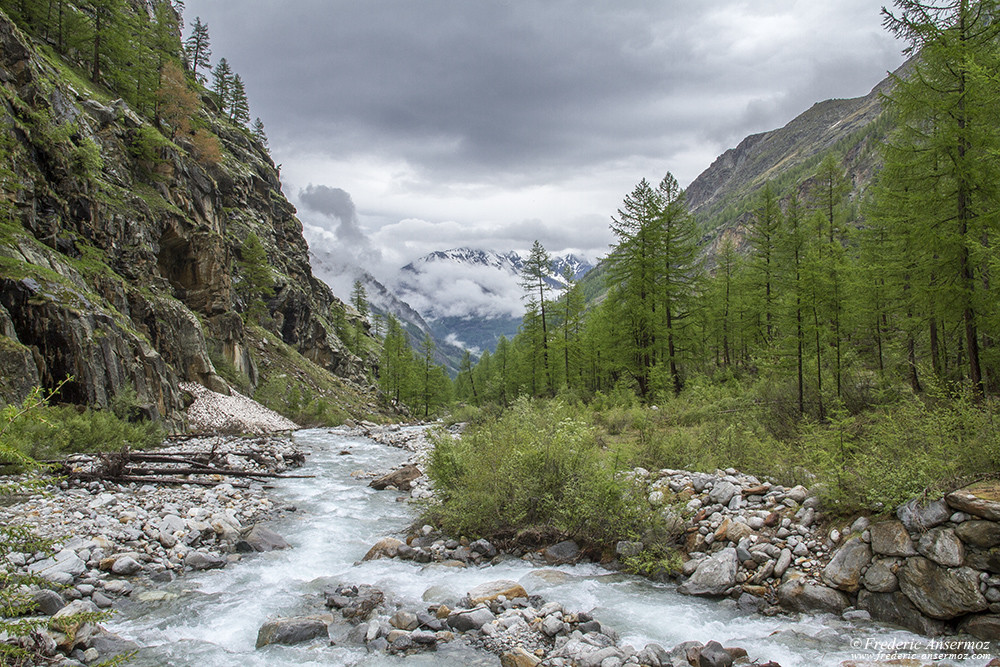 Valnontey torrent in Val de Cogne, Italy