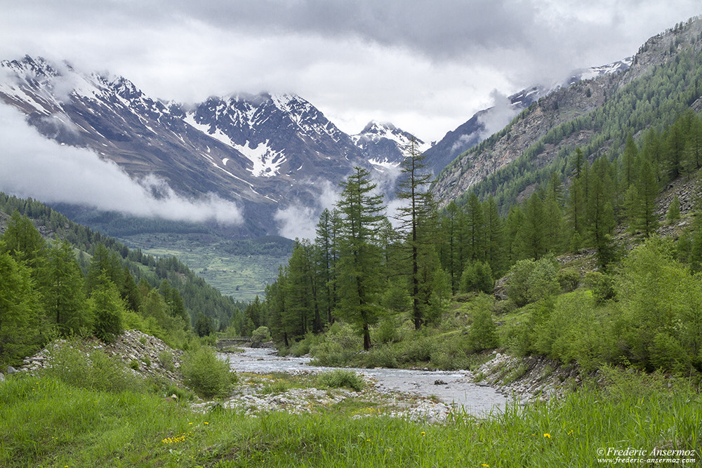 Valnontey torrent in Val de Cogne, Italy