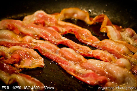 Bacon frying in pan for diner