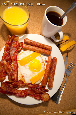 Food photography of breakfast on plate